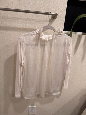 Banana Republic Ivory Ruffle Mock-Neck Blouse